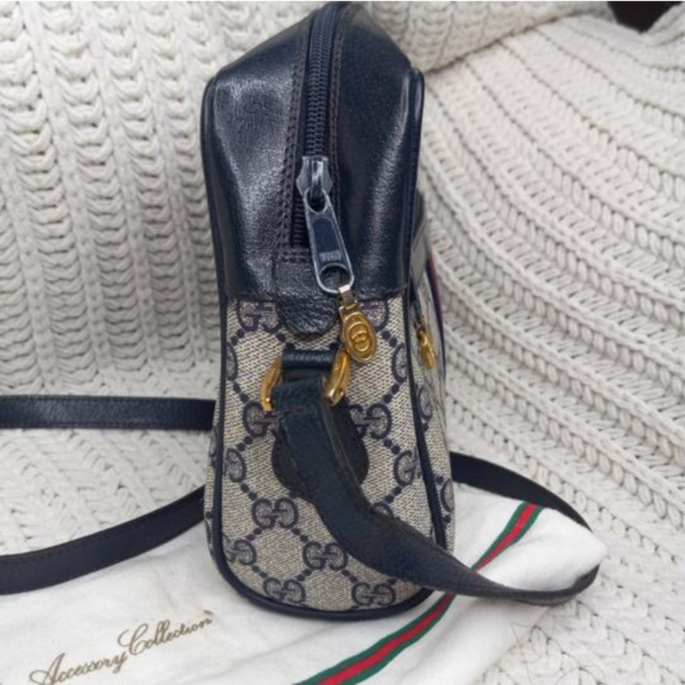 Authentic Vintage Gucci GG Monogram Supreme Sherry Web Ophidia Camera Crossbody - Picture 5 of 10
